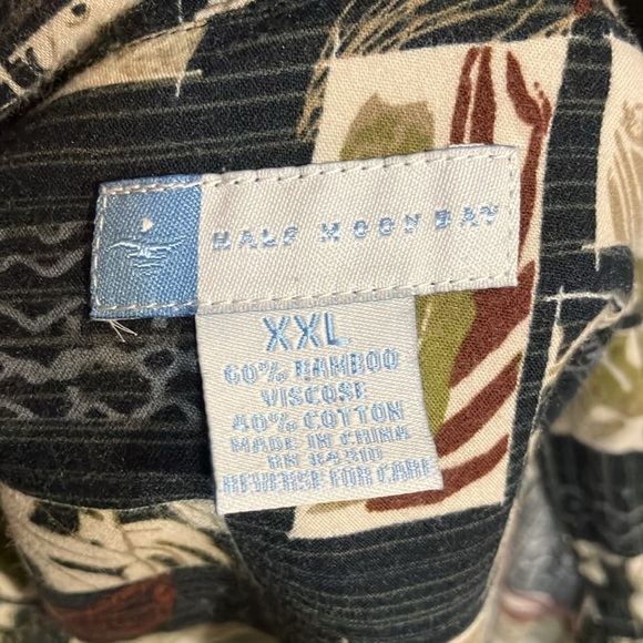 Half Moon Bay XXL bamboo / cotton tropical print Men's Short Sleeve Shirt - Picture 4 of 4